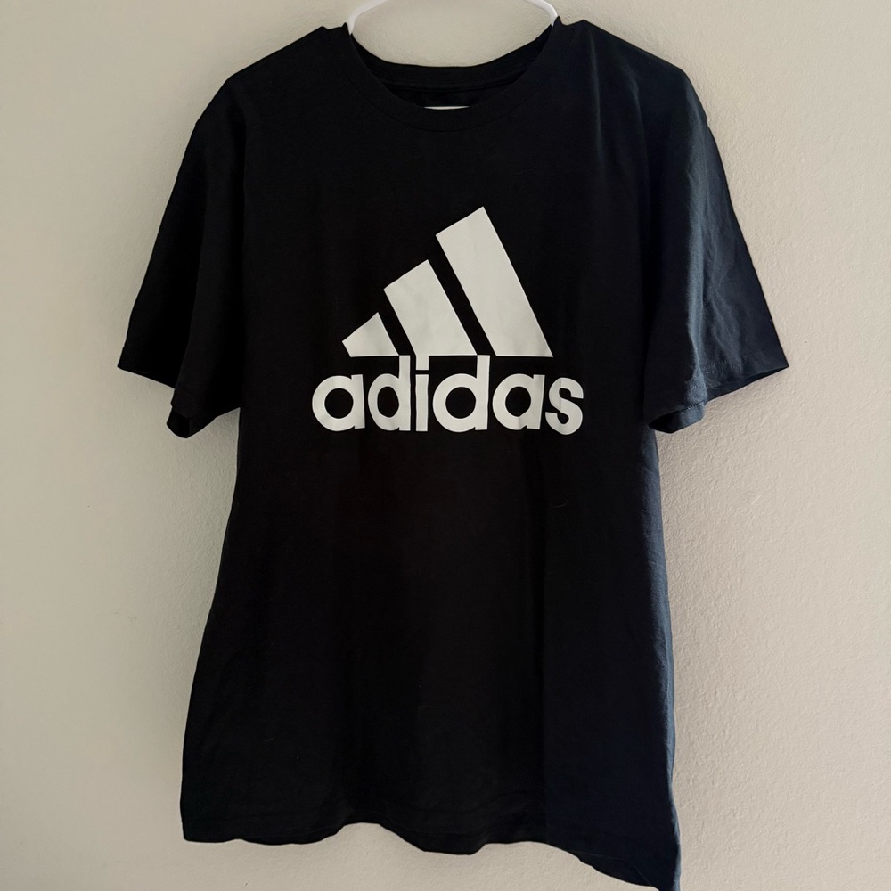 Adidas Black Tee with White Emblem Size Large